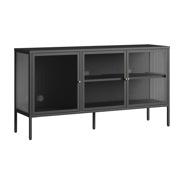 Buffet Vinterhavn acier noir [en.casa] 