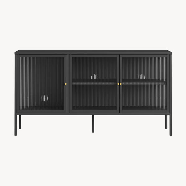 Buffet Vinterhavn acier noir [en.casa] 