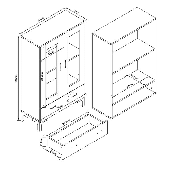 Armoire vitrée Søndersø 115 x 70 x 31 cm [en.casa]