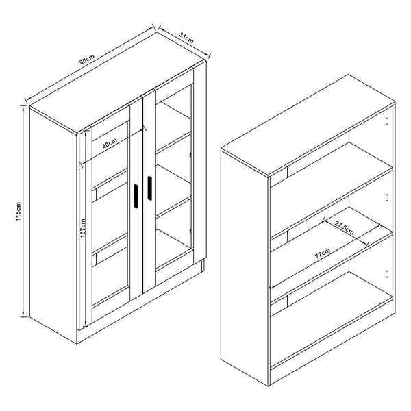 [en.casa] Vitrinekast Sorø 115x80x31 cm - 3 varianten