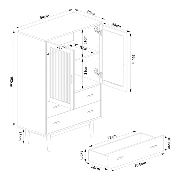 Armoire vitrée Susa 120 x 80 x 40 cm [en.casa]