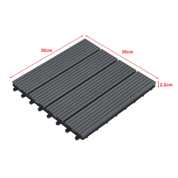 Set de 11 dalles de jardin Schramberg en bois composite 1m² 30 x 30 x 2,2 cm [en.casa]
