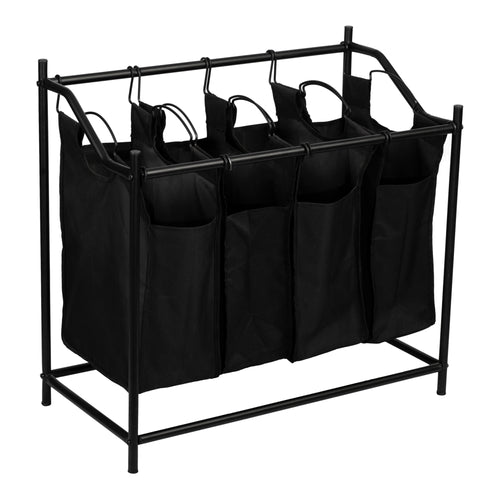 Collecteur de linge Vamdrup avec 4 sacs à linge 18 L structure en métal noir [en.casa] - premiumXL