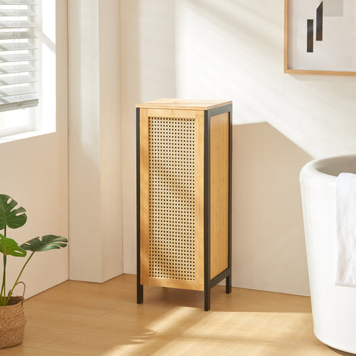 Wäschekorb Tervola 51 L Zwart/Bamboe [en.casa] - premiumXL
