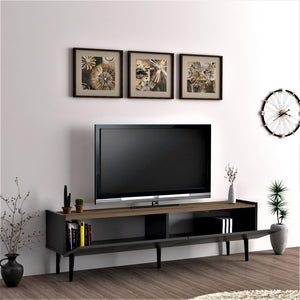 Meuble TV Oppdal à 2 portes avec espace de rangement 45 x 154 x 37 cm [en.casa]