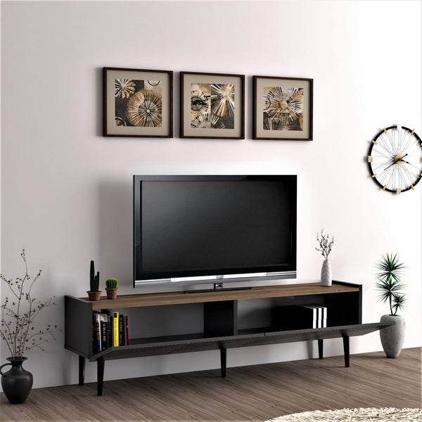 Meuble TV Oppdal à 2 portes avec espace de rangement 45 x 154 x 37 cm [en.casa]