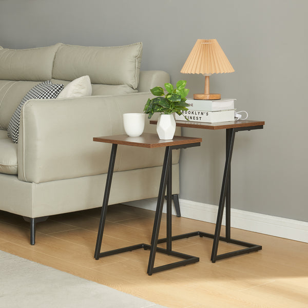 Lot de 2 tables basses gigognes Salem acier panneau de particules [en.casa]