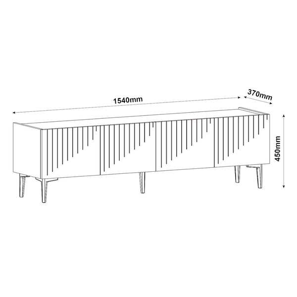 Meuble TV Oppdal à 2 portes avec espace de rangement 45 x 154 x 37 cm [en.casa]
