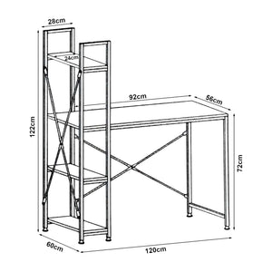 Bureau avec Etagères Stavanger 122 x 120 x 64 cm [en.casa]