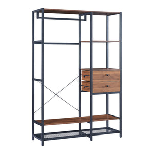 Kledingkast Larem open kast zwart en walnootkleurig [en.casa]