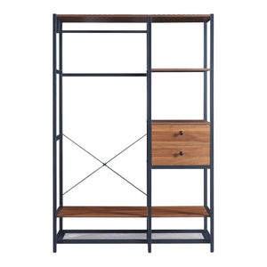 Kledingkast Larem open kast zwart en walnootkleurig [en.casa]