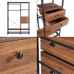 Kledingkast Larem open kast zwart en walnootkleurig [en.casa]