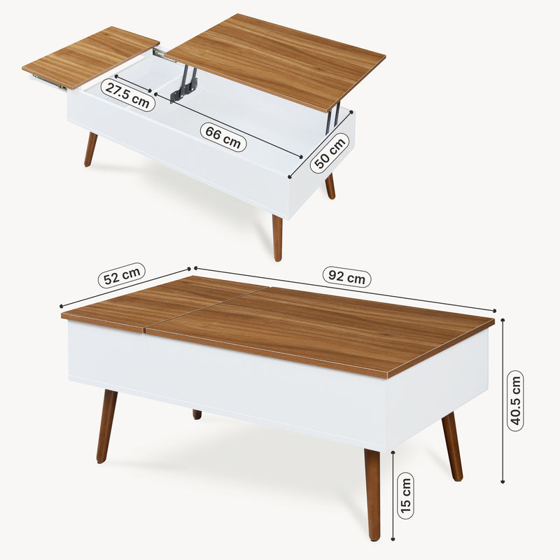 Croquis coté Table basse Flesen 92 x 52 x 41 cm [en.casa]