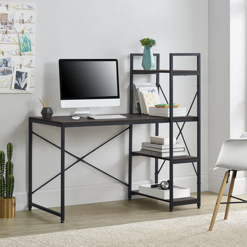 Bureau avec Etagères Stavanger 122 x 120 x 64 cm [en.casa]