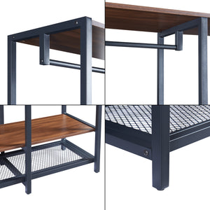 Kledingkast Larem open kast zwart en walnootkleurig [en.casa]