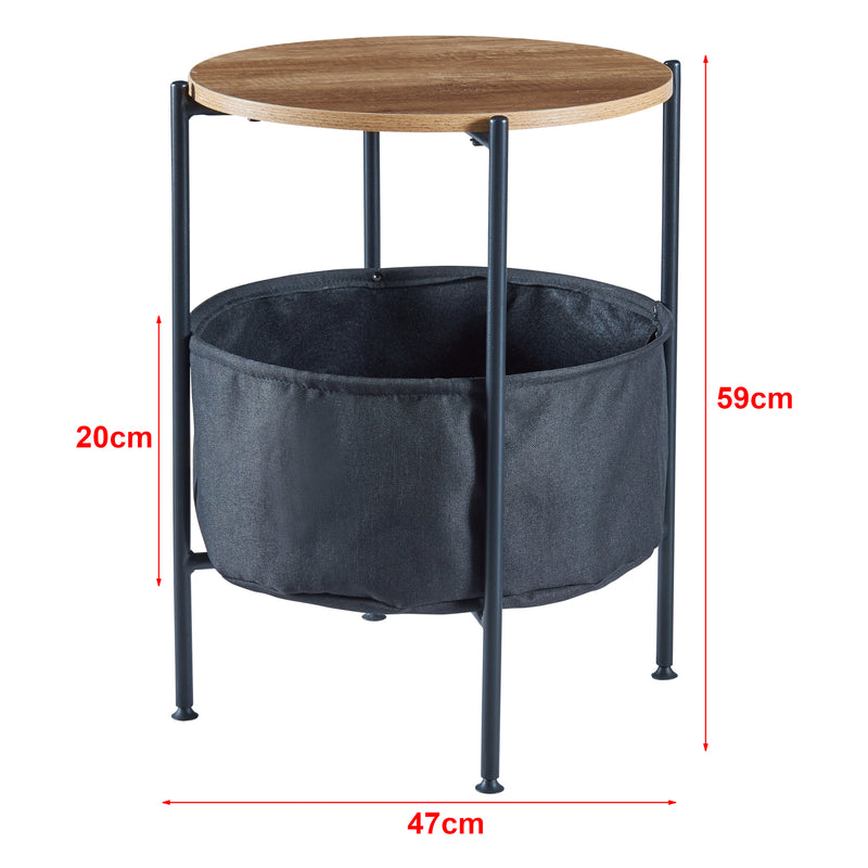 Croquis coté Table d'appoint Suonenjoki avec panier de rangement 59 x 47 cm [en.casa]