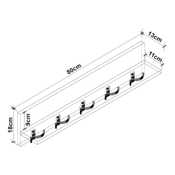 [en.casa] Wandkapstok Hammarö met plank 80x13x18 cm - 5 varianten