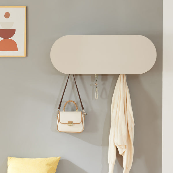 Portemanteau mural Vilkön 80x30 cm avec 6 crochets et étagère bois et métal [en.casa]