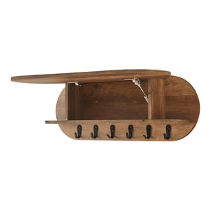 Portemanteau mural Vilkön 80x30 cm avec 6 crochets et étagère bois et métal [en.casa]