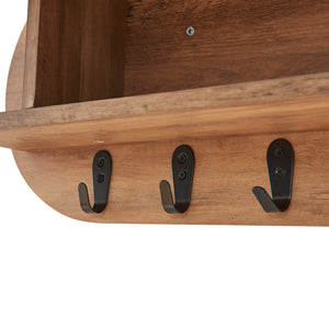 Portemanteau mural Vilkön 80x30 cm avec 6 crochets et étagère bois et métal [en.casa]