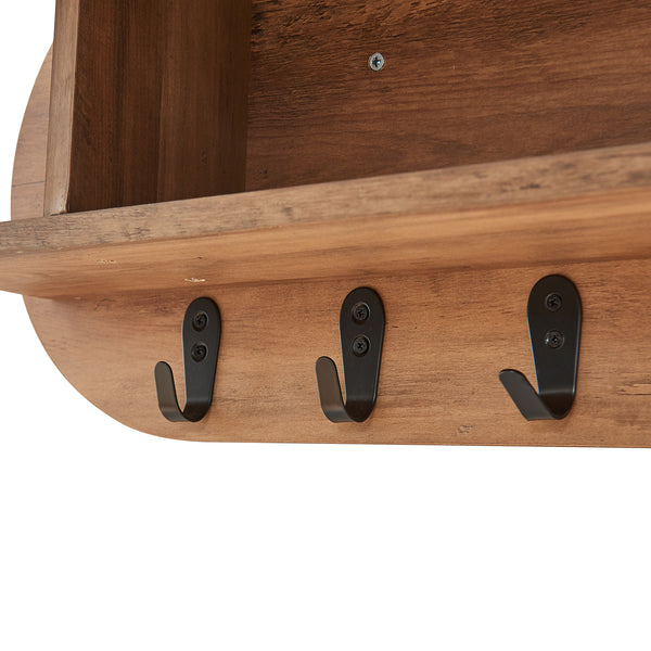 Portemanteau mural Vilkön 80x30 cm avec 6 crochets et étagère bois et métal [en.casa]