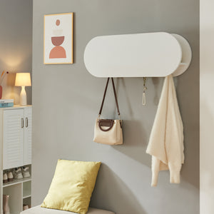Portemanteau mural Vilkön 80x30 cm avec 6 crochets et étagère bois et métal [en.casa]
