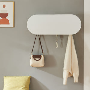Portemanteau mural Vilkön 80x30 cm avec 6 crochets et étagère bois et métal [en.casa]