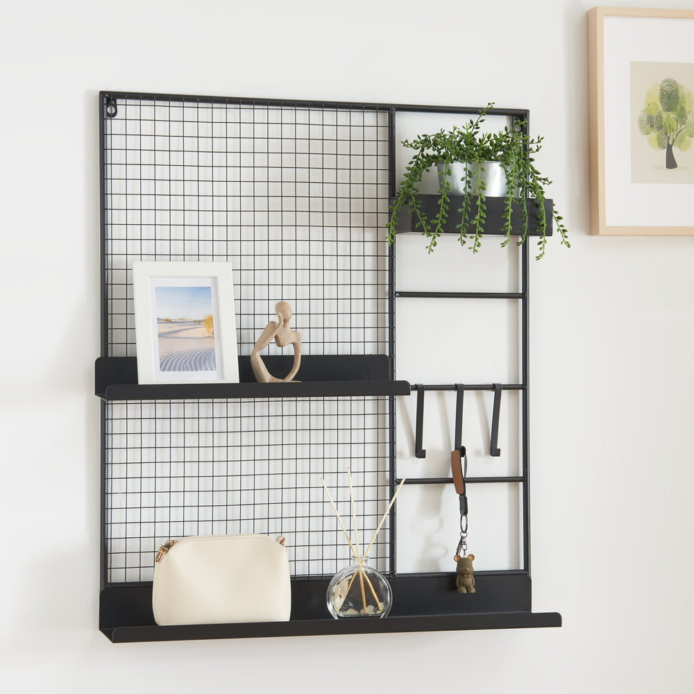 Wandgitter Westre 70x60x11cm Metaal Zwart [en.casa] - premiumXL