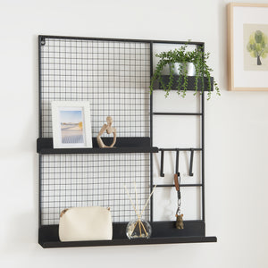 Wandgitter Westre 70x60x11cm Metaal Zwart [en.casa] - premiumXL