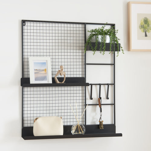 Wandgitter Westre 70x60x11cm Metaal Zwart [en.casa] - premiumXL