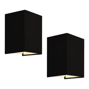 Applique Murale Schwerin Forme Angulaire E27 60 W 20 x 16 x 13 cm Abat-jour en Lin Noir [lux.pro]