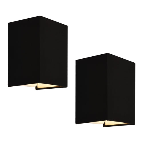 Applique Murale Schwerin Forme Angulaire E27 60 W 20 x 16 x 13 cm Abat-jour en Lin Noir [lux.pro]