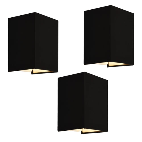 Applique Murale Schwerin Forme Angulaire E27 60 W 20 x 16 x 13 cm Abat-jour en Lin Noir [lux.pro]