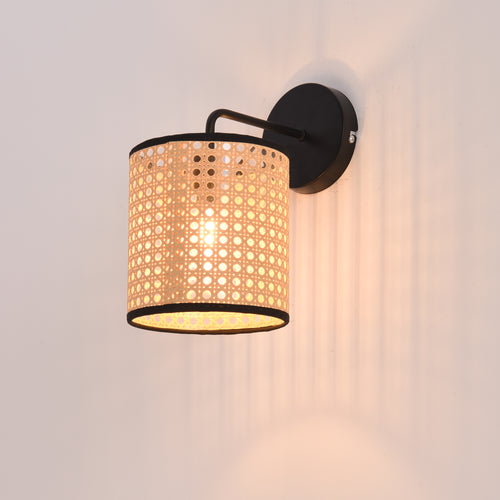 Applique murale Southend effet rotin 25 x 17 x 16 cm noir beige lux.pro