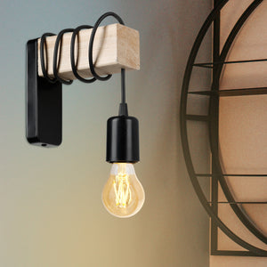 Applique murale Chelmsford 19 x 16,5 x 6 cm E27 noir / naturel [lux.pro]
