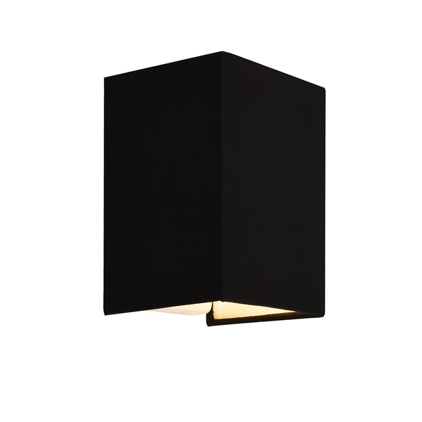 Applique Murale Schwerin Forme Angulaire E27 60 W 20 x 16 x 13 cm Abat-jour en Lin Noir [lux.pro]