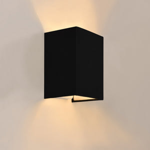 Applique Murale Schwerin Forme Angulaire E27 60 W 20 x 16 x 13 cm Abat-jour en Lin Noir [lux.pro]