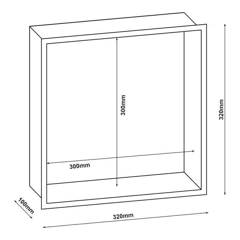 Croquis coté Étagère encastrée Kristinehamn acier inoxydable [neu.haus]