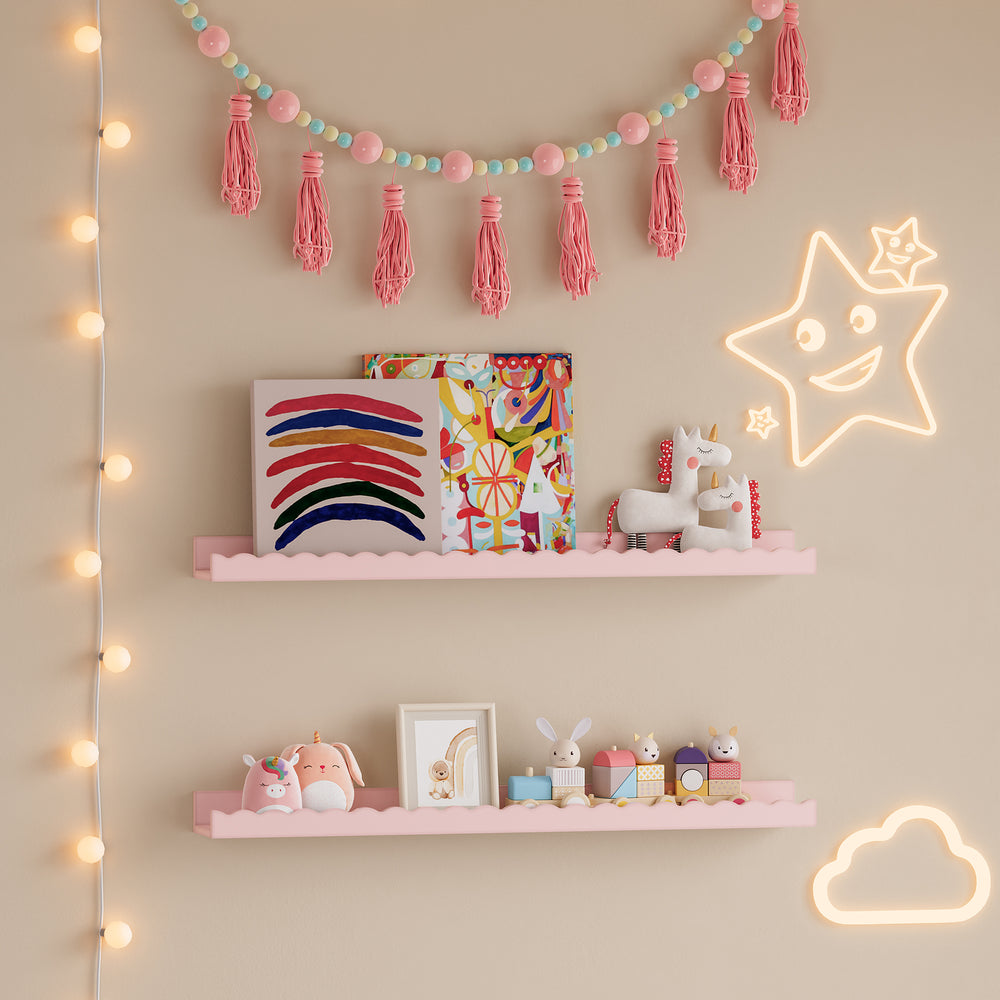 Kinder - Wandrek 2-delig Vestnes 60x10x5 cm Cotton Candy [en.casa] - premiumXL