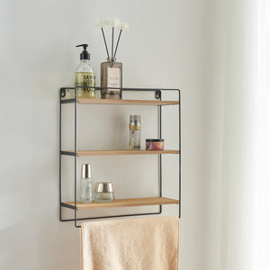 Wandrek Skovbo met 3 legplanken Zwart/Houtkleur [en.casa] - premiumXL