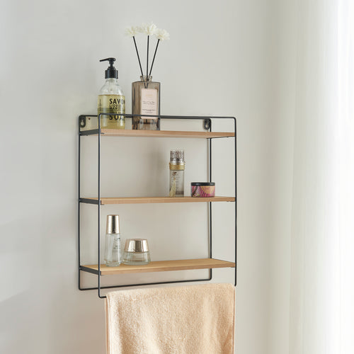 Wandrek Skovbo met 3 legplanken Zwart/Houtkleur [en.casa] - premiumXL