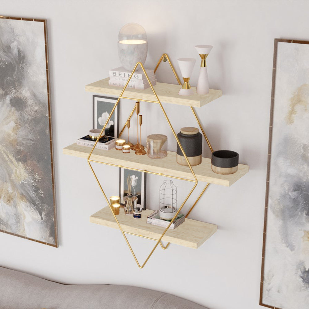 Wandrek Heinävesi met 3 planken 65x60x15 cm [en.casa]