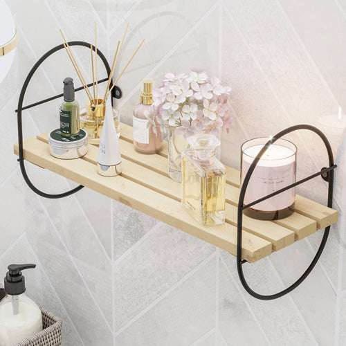 Wandrek Oulu met metalen frame Zwart/Naturel in verschillende maten [en.casa] - premiumXL