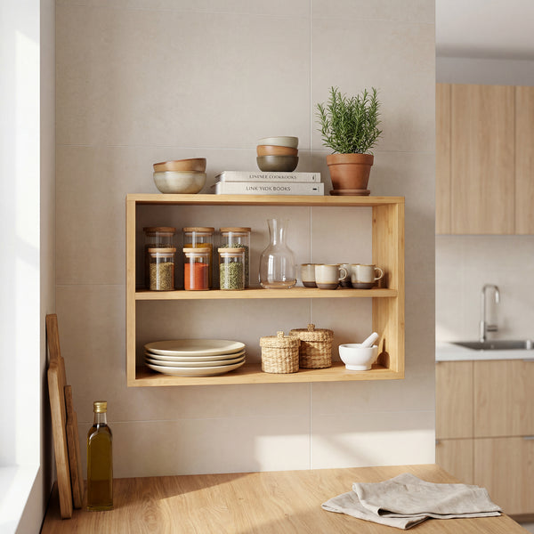 [en.casa] Wandrek keukenrek Gol 50x15x30 cm bamboe