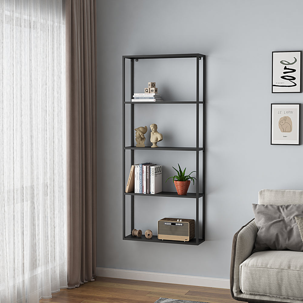 Étagère murale Jämijärvi noir, mat [en.casa] - premiumXL