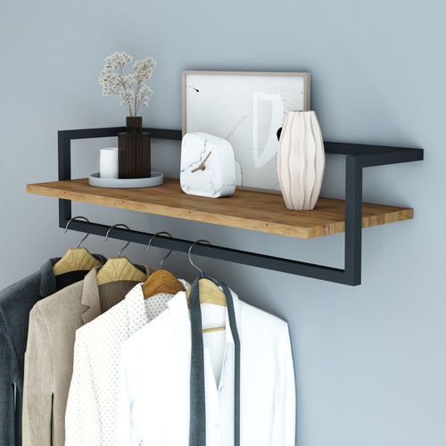 Porte-manteau mural Evje 80x30x20cm couleur bois/noir [en.casa] - premiumXL