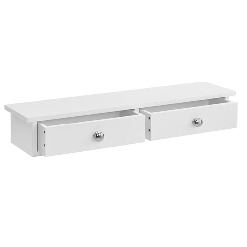 Étagère murale Geeste 60x15x10 cm avec 2 tiroirs Blanc [en.casa] - premiumXL