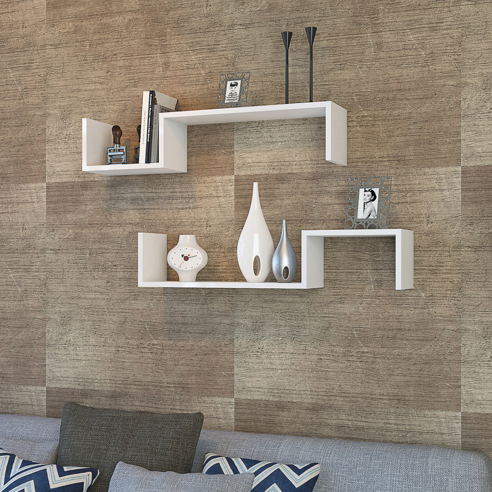 [en.casa] Wandplank Gram set van 2 wit