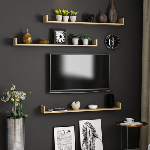 [en.casa] Wandplank set van 3 Arden 10x120x15 cm - 4 varianten
