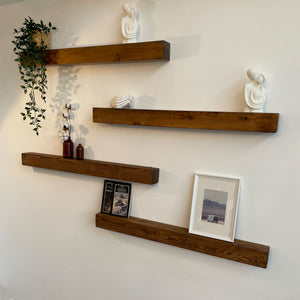 [en.casa] Wandplankset Munkebo 100x9x9 cm houtkleurig - 2 varianten